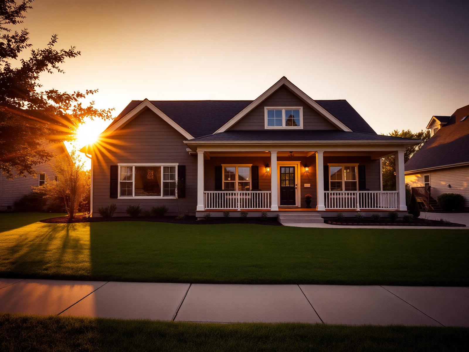 Warm home at sunset